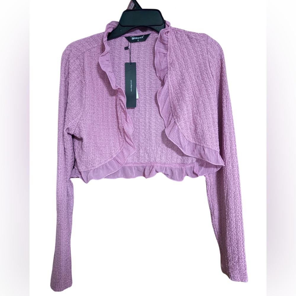 NWT Allegra K pink light weight crop cardigan size M